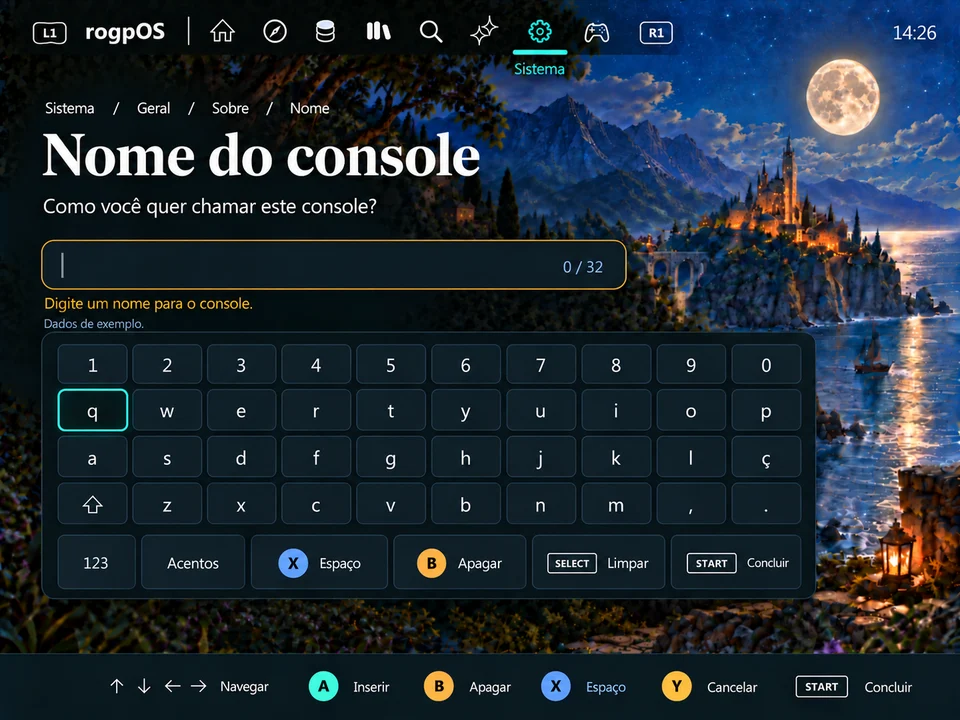 Nome do console: validação · 640x480